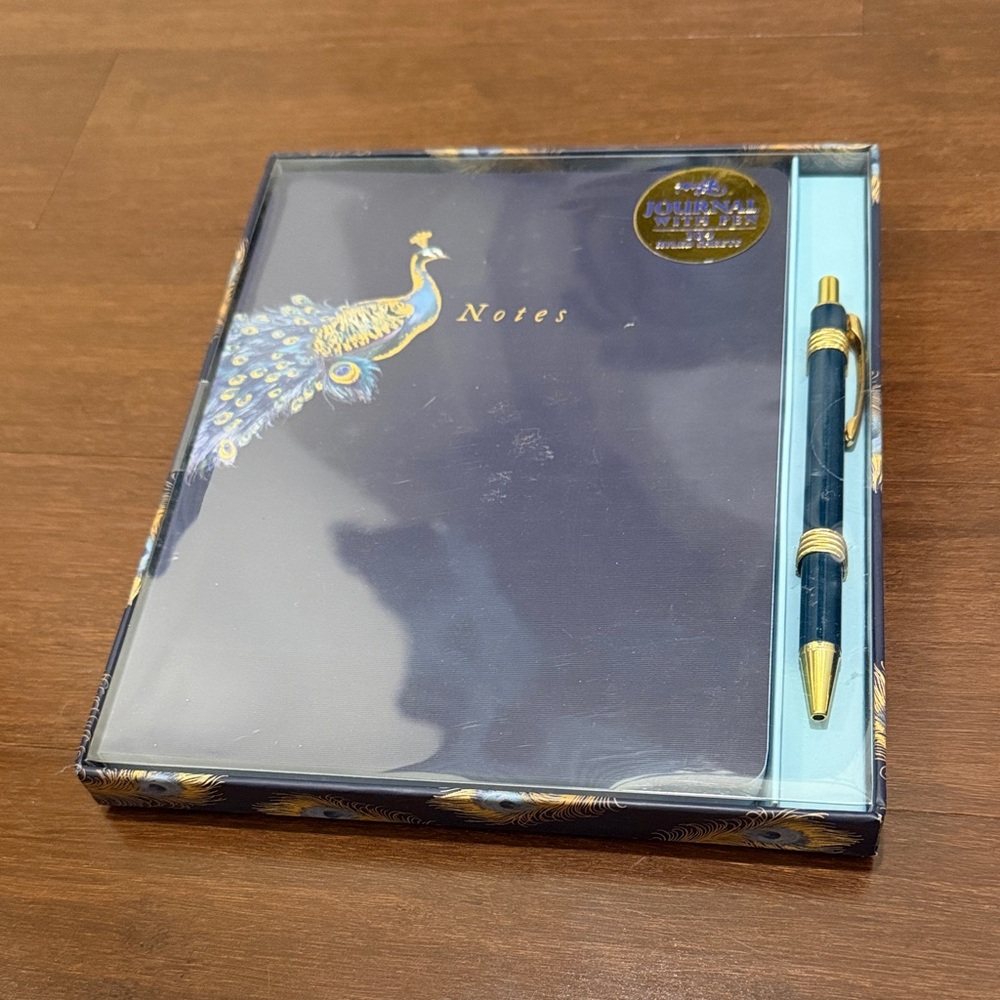 Punch Studio Elegant Peacock Notes Set - Blue and Gold